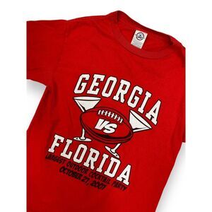 GEORGIA BULLDOGS 2000s T-Shirt Cocktail Party‎ UGA Football Graphic SS Red Small